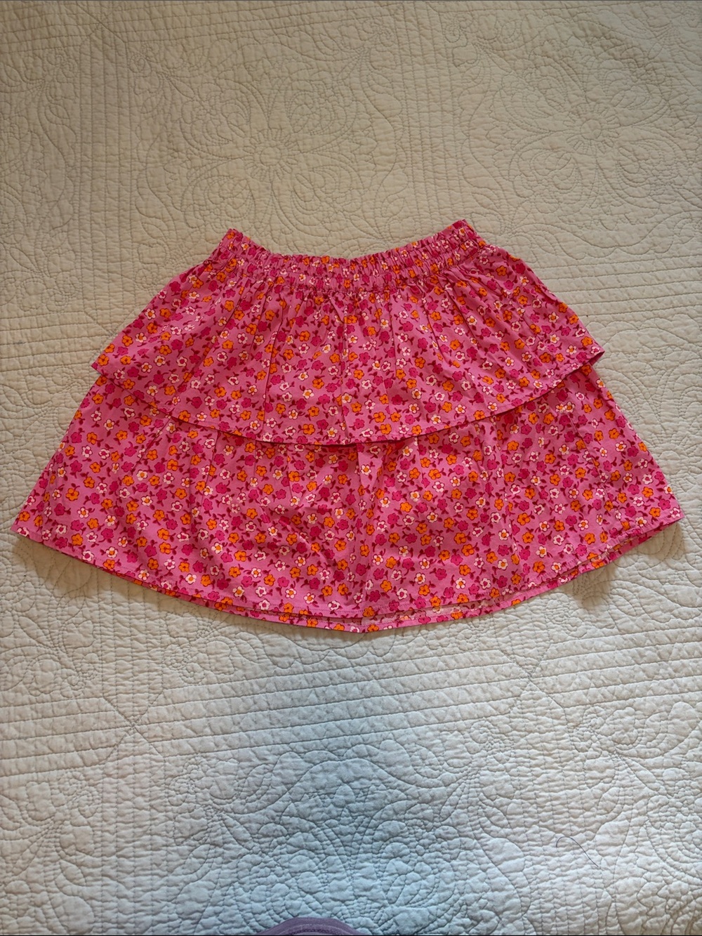 Crewcuts Pink Floral Tiered Girls' Skirt